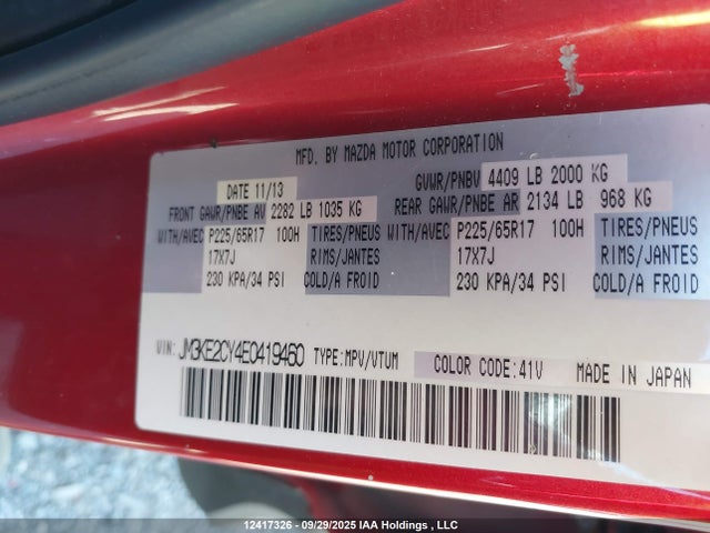 Mazda py 2014 JM3KE2CY4E0419460 Image 9