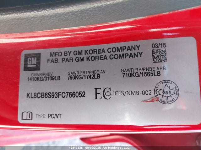 Chevrolet ll0 2015 KL8CB6S93FC766052 Image 9