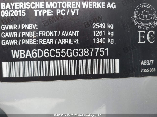 WBA6D6C55GG387751 BMW 650 Xi Gran Coupe