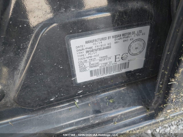 3N1AB7AP3EL644883 Nissan Sentra 1.8 S/1.8 Sl/1.8 Sr/1.8 Sv
