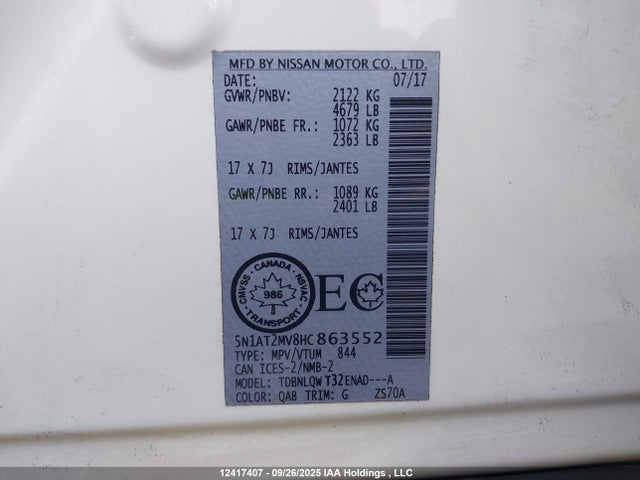 Nissan 2017 2017 5N1AT2MV8HC863552 Image 9