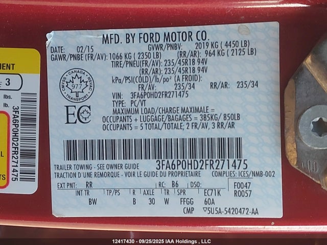3FA6P0HD2FR271475 Ford 2015