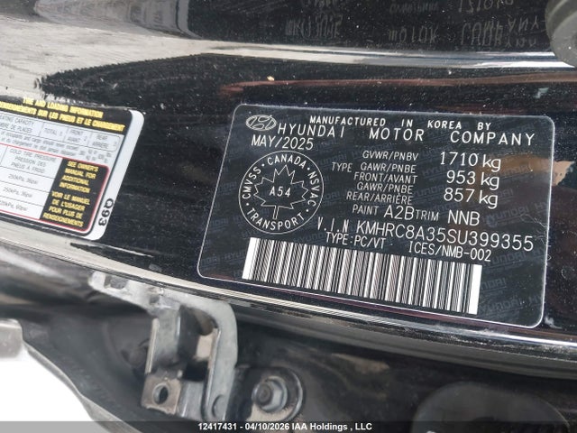 Продаж на аукціоні авто 2025 Hyundai Venue Sel/limited, vin: KMHRC8A35SU399355, номер лоту: 12417431