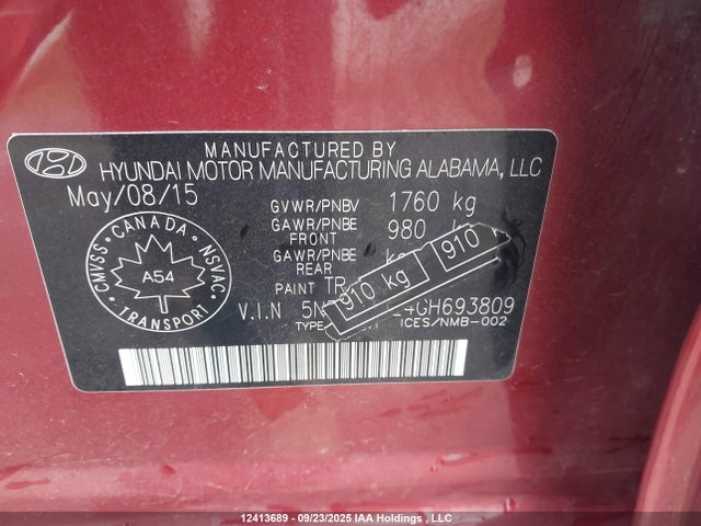 5NPDH4AE4GH693809 Hyundai dohc mpi nu