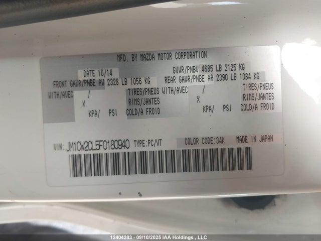 Mazda l5x 2015 JM1CW2CL5F0180940 Image 18