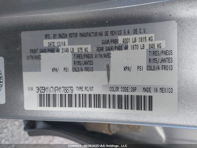 3MZBM1V7XFM178879 Mazda pe