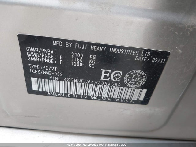 4S3BNFN64H3054583 Subaru c0
