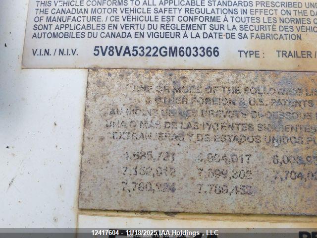 5V8VA5322GM603366 Vanguard National Trailer 53&#039; Reefer Unit
