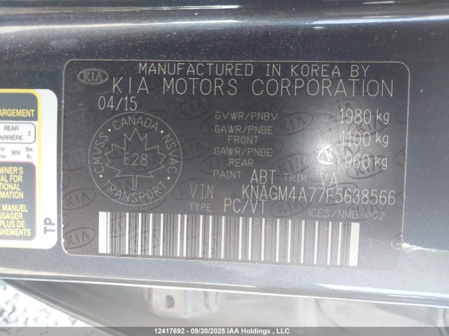 KIA dohc gdi theta ii 2015 KNAGM4A77F5638566 Image 9