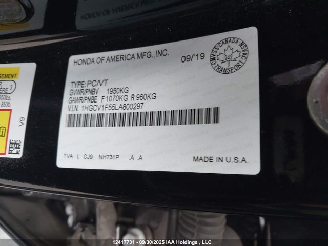 1HGCV1F55LA800297 Honda ACCORD EXL