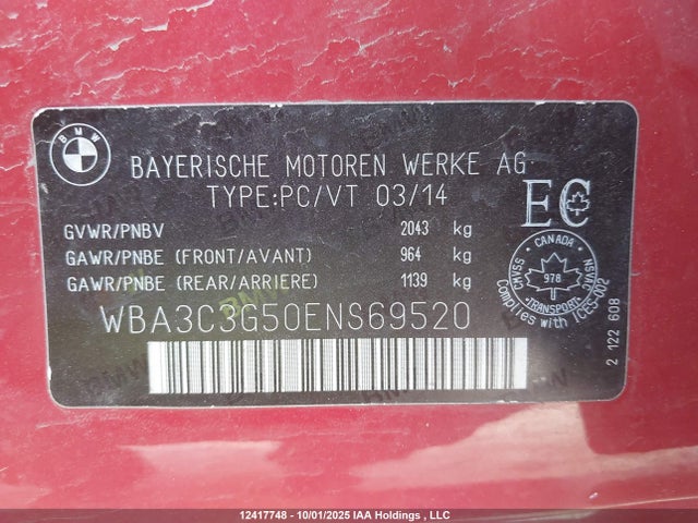 WBA3C3G50ENS69520 BMW 320i