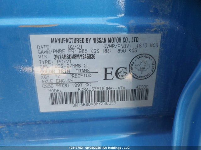 Nissan Sentra 2021 3N1AB8DV8MY246036 Image 18