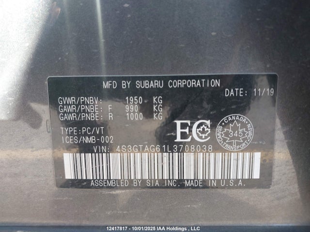 Subaru Impreza 2020 4S3GTAG61L3708038 Image 19