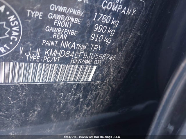 KMHD84LF9JU568741 Hyundai mpi nu