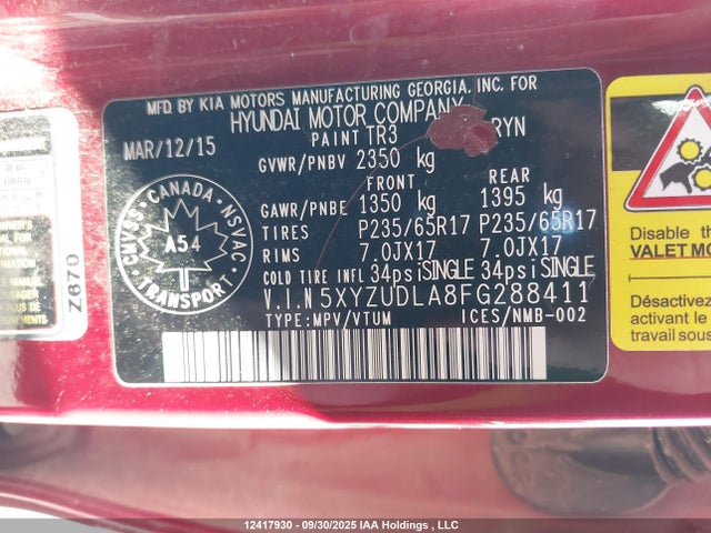 5XYZUDLA8FG288411 Hyundai dohc t-gdi theta-ii