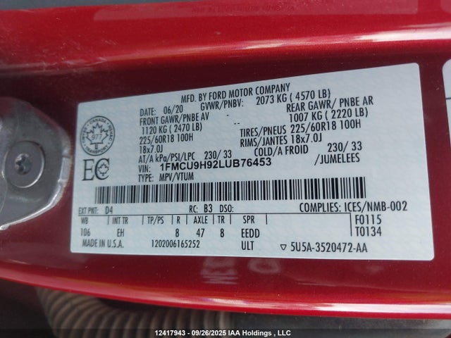 Ford gtdi, 240ps 2020 1FMCU9H92LUB76453 Image 9