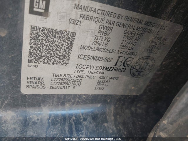 1GCPYFEDXMZ265029 Chevrolet l84
