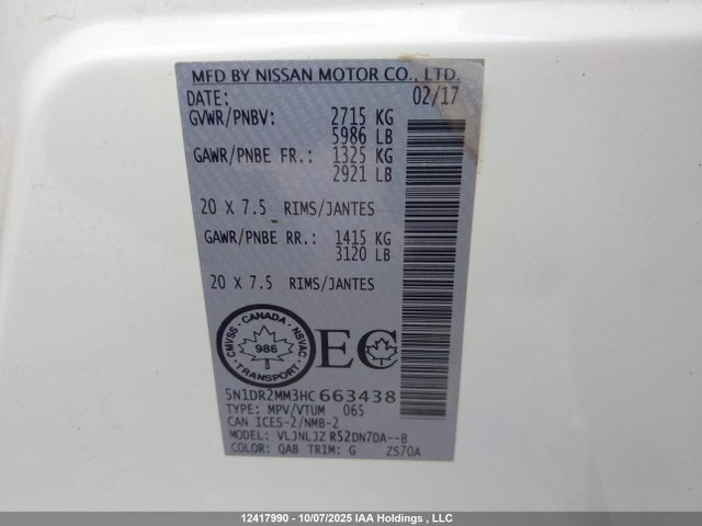 5N1DR2MM3HC663438 Nissan 2017