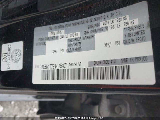 Mazda pe 2017 3MZBN1T79HM145407 Image 9