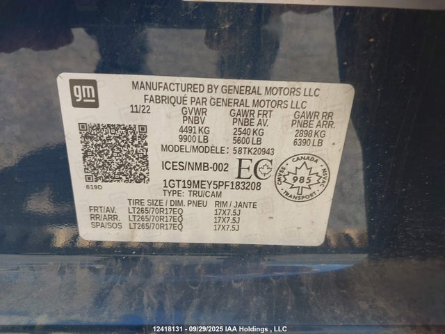 1GT19MEY5PF183208 GMC Sierra K2500 Sle
