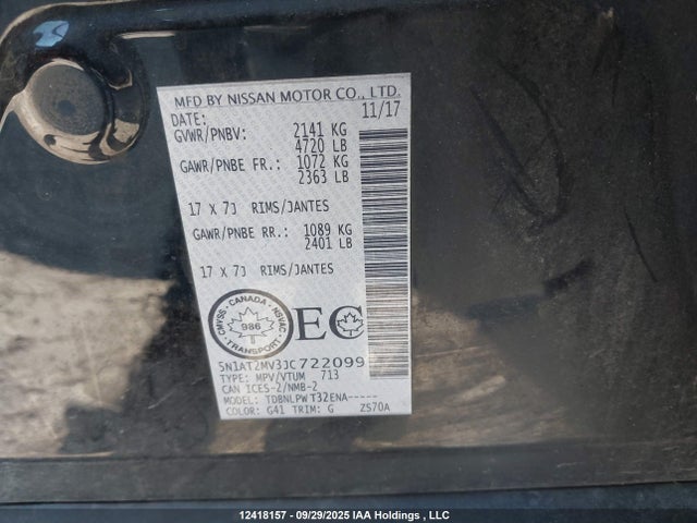 Nissan 2018 2018 5N1AT2MV3JC722099 Image 9