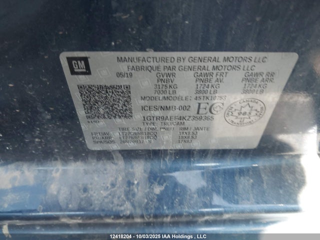 GMC l82 2019 1GTR9AEF4KZ359365 Image 9