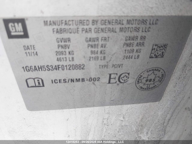 1G6AH5S34F0120882 Cadillac lfx
