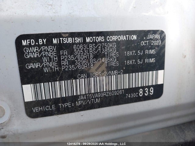 JA4T5VA99RZ609261 Mitsubishi s91-ya1