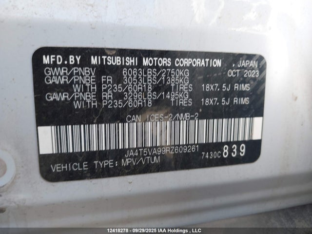 JA4T5VA99RZ609261 Mitsubishi s91-ya1