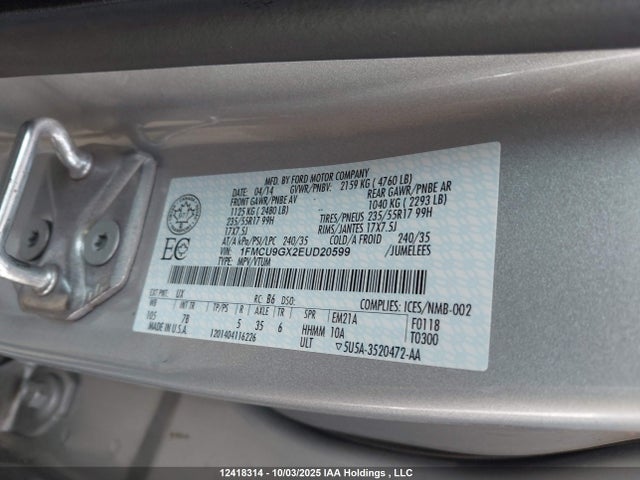 Ford 2014 2014 1FMCU9GX2EUD20599 Image 9