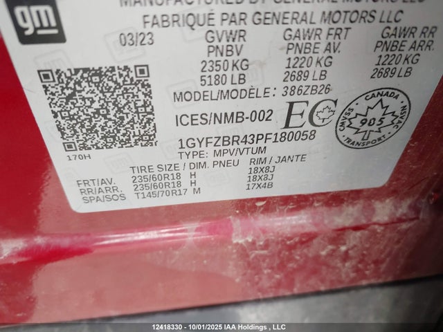 1GYFZBR43PF180058 Cadillac lsy