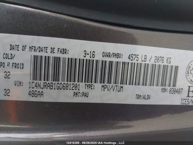 Jeep Patriot 2016 1C4NJRAB1GD681201 Image 9