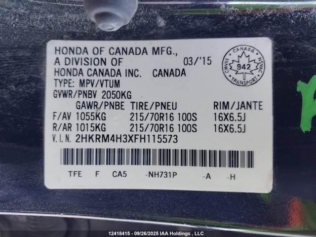 2HKRM4H3XFH115573 Honda k24w9