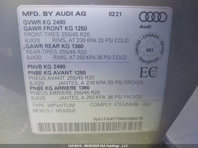 Audi Q5 2021 WA1FAAFY9M2066478 Image 9