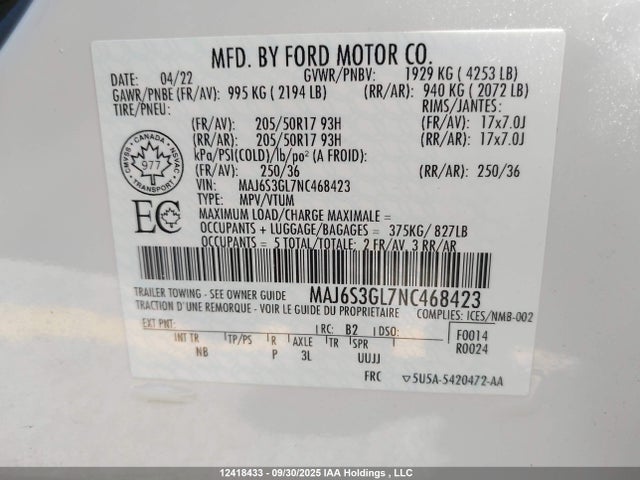 Ford Ecosport 2022 MAJ6S3GL7NC468423 Image 9