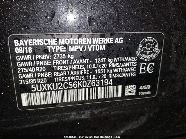 BMW X6 Xdrive35i 2019 5UXKU2C56K0Z63194 Image 9
