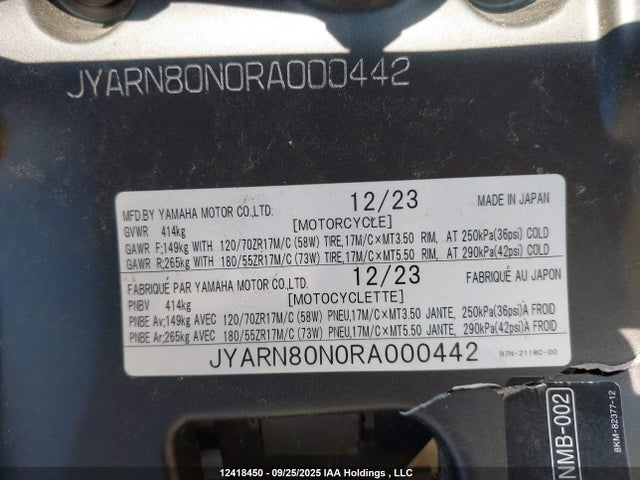 JYARN80N0RA000442 Yamaha 2024