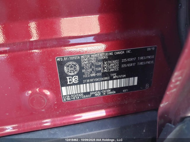 Toyota a25a-fks 2019 2T3B1RFV5KC040863 Image 9