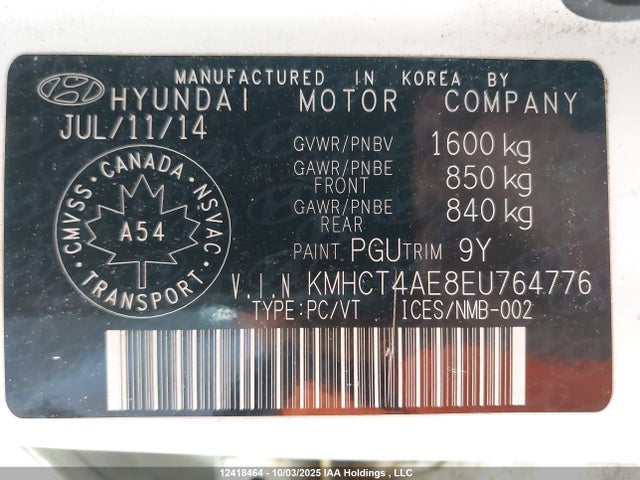 Hyundai dohc gdi gamma 2014 KMHCT4AE8EU764776 Image 9
