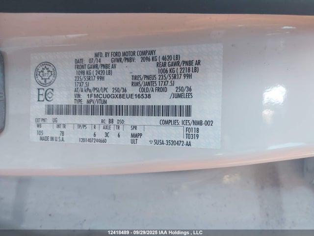 Ford Escape 2014 1FMCU0GX8EUE16538 Image 9