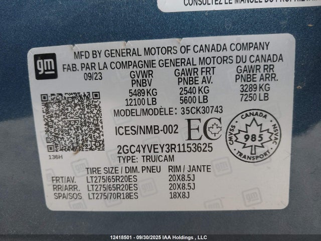 2GC4YVEY3R1153625 Chevrolet l5p