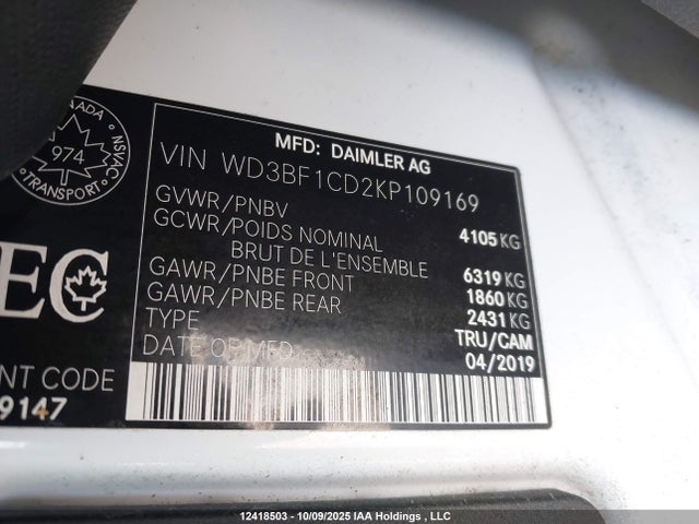 WD3BF1CD2KP109169 Mercedes-Benz om 642 with brake assist