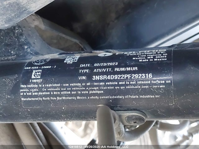 3NSR4D922PF292316 Polaris Rzr Pro Xp 4 Ultimate