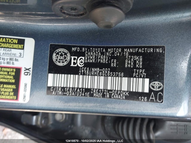 Toyota 2zr-fe 2016 2T1BURHE6GC653756 Image 9
