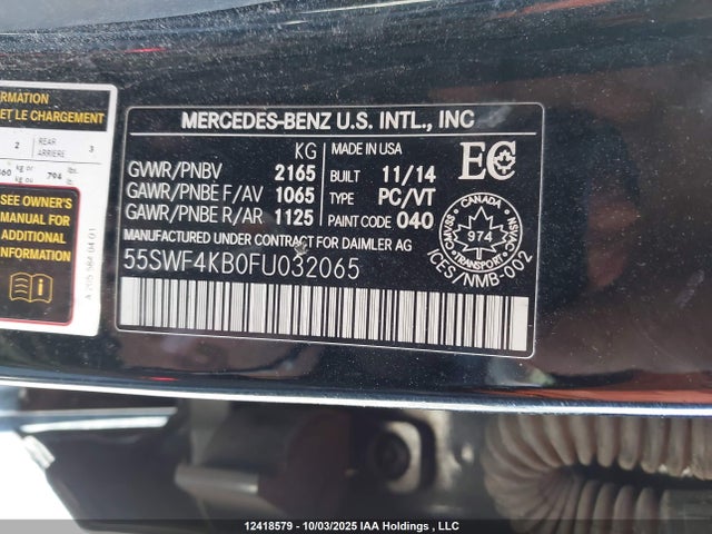 Mercedes-Benz 2015 2015 55SWF4KB0FU032065 Image 9