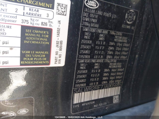 SALWR2RE7JA805685 Land Rover Range Rover Sport Supercharged/supercharged Dynamic
