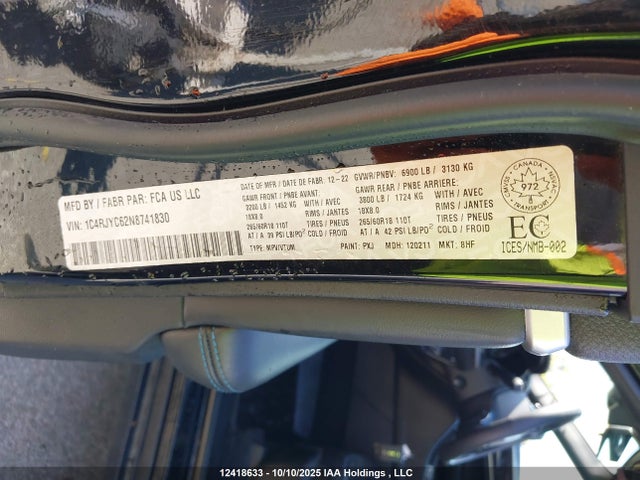 1C4RJYC62N8741830 Jeep 2022