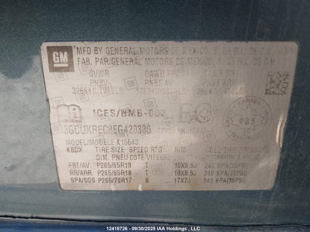 3GCUKREC8EG420336 Chevrolet Silverado 1500 1lt/2lt