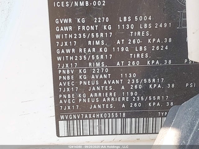 WVGNV7AX4HK035518 Volkswagen 2017