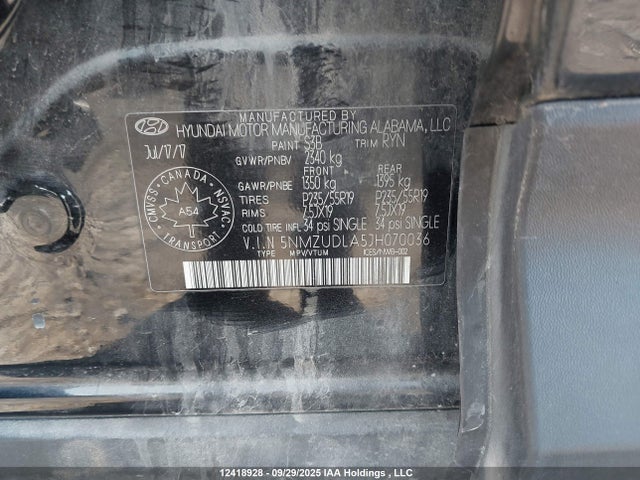5NMZUDLA5JH070036 Hyundai t-gdi theta ii